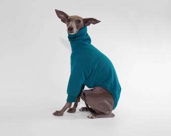 Teal Sighthound Jumper – Handmade Fleece Sweater, Custom Fit
