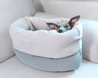 Dog Snuggle Bed - LÈ SAC - Luxury Pet Bedding, Dog Snuggle Sack, Dog Sleeping Bag, Travel Dog Bed, Dog Cave, Quilted Burrow Bed, UK Shop
