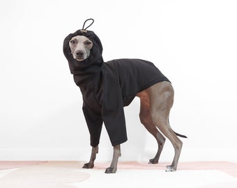 Waterproof Whippet Raincoat - BLACK WATERPROOF COAT - Whippet Coat, Made to Measure Winter Coat For Italian Greyhounds & Whippets, U.K. Shop