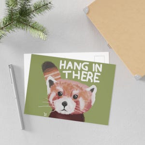 Britse ansichtkaarten motiverende kunst - ontwerp schattige rode panda, cadeaubon, wanddecoratie, inspirerende notitiekaarten, uniek briefpapier