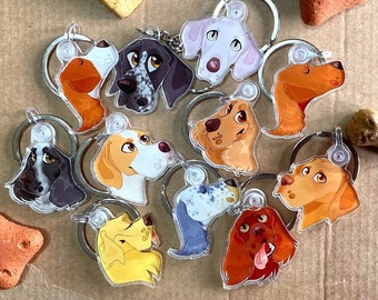 GUNDOGS! Dog Breed Group Keychains- Cute 1.5" Acrylic Puppy Keychains | Setter, Pointer, Vizsla, Weimaraner, Spaniel, Golden Retriever