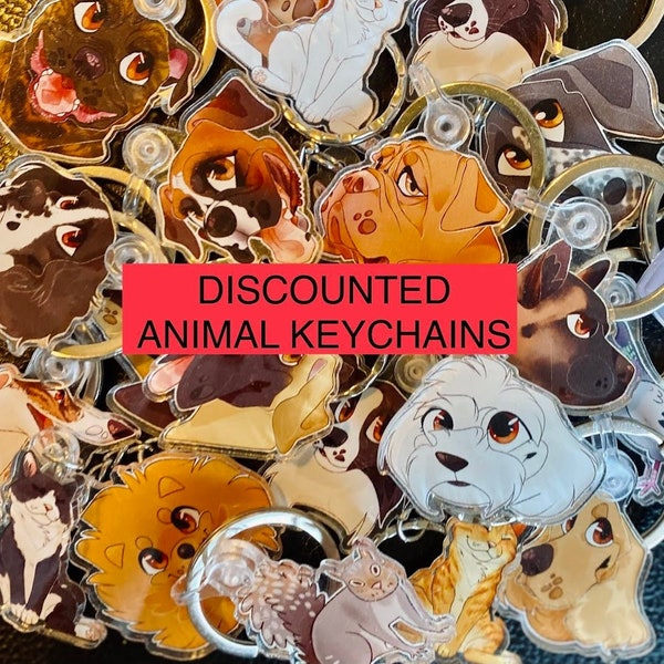 CLEARANCE A-Z Acrylic Animal, Cat & Dog Breed Keychain SALE - 1.5" Cute Puppy Charms - DISCOUNTED - Tombix Sale