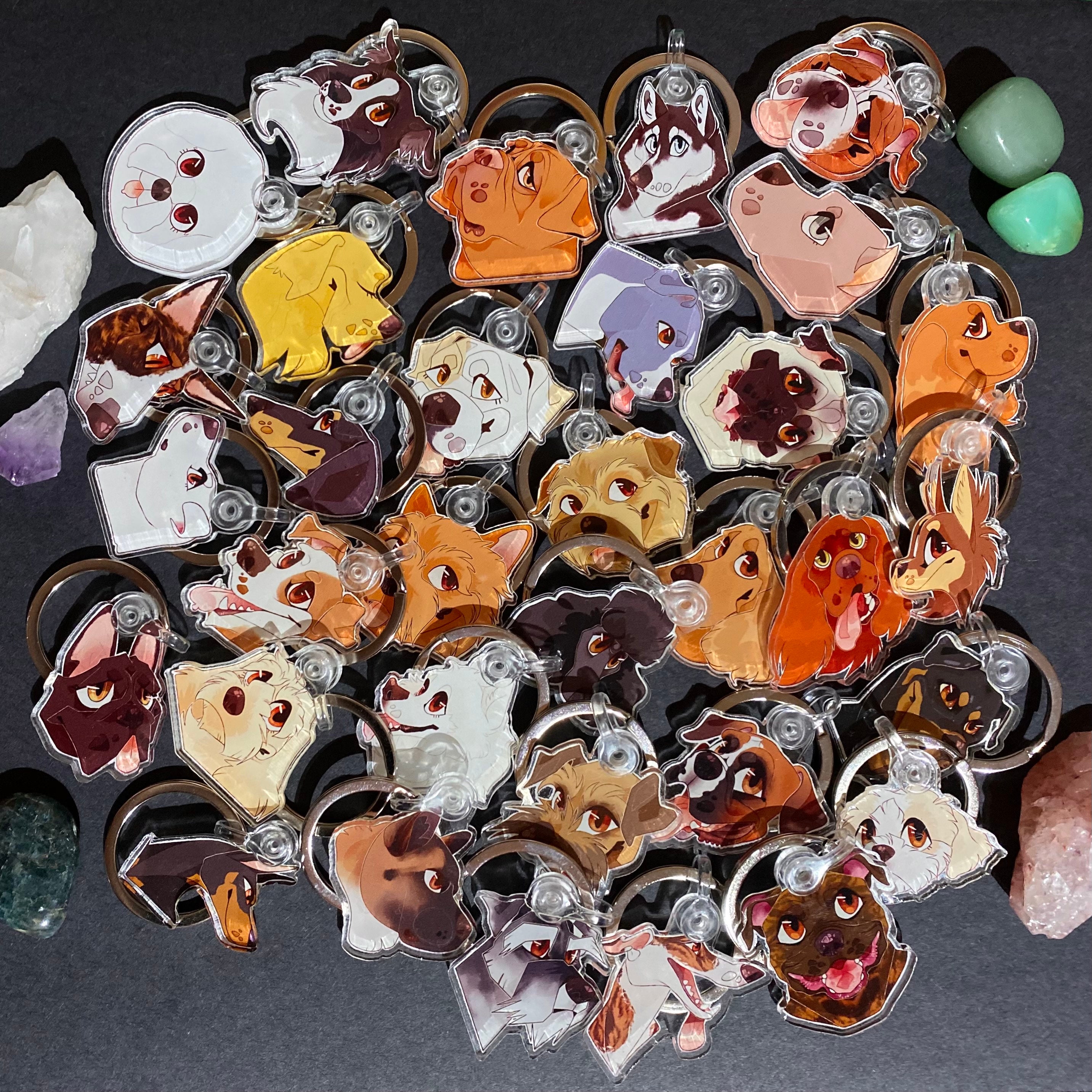 DOG BREED KEYCHAINS 33 Cute 1.5 Acrylic Puppy Keychains Etsy