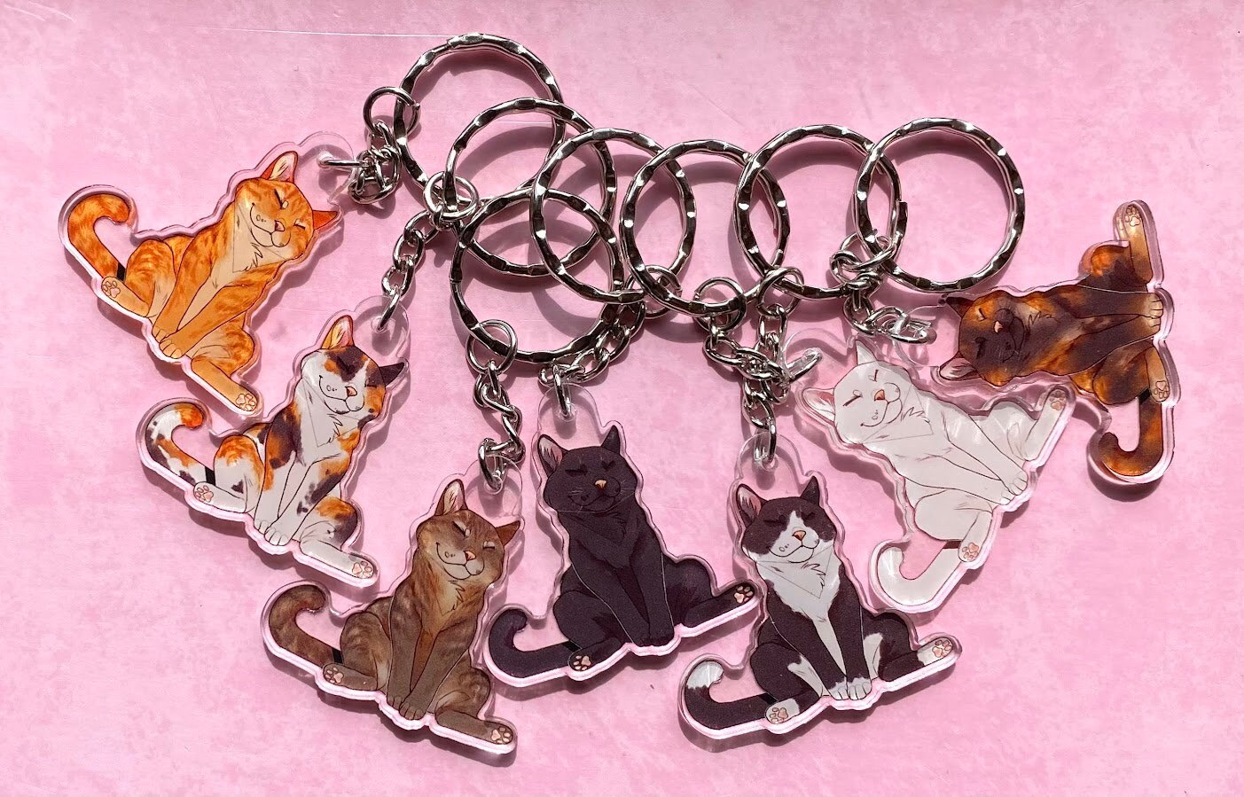 Kitty Keychains Handmade Cute Cat Keyrings Etsy
