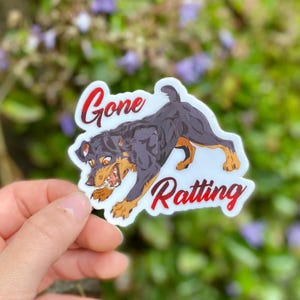DELUXE Gone Ratting Sticker - Waterproof, Weather proof Vinyl Matte Decor for ratters, working dogs and barnhunt