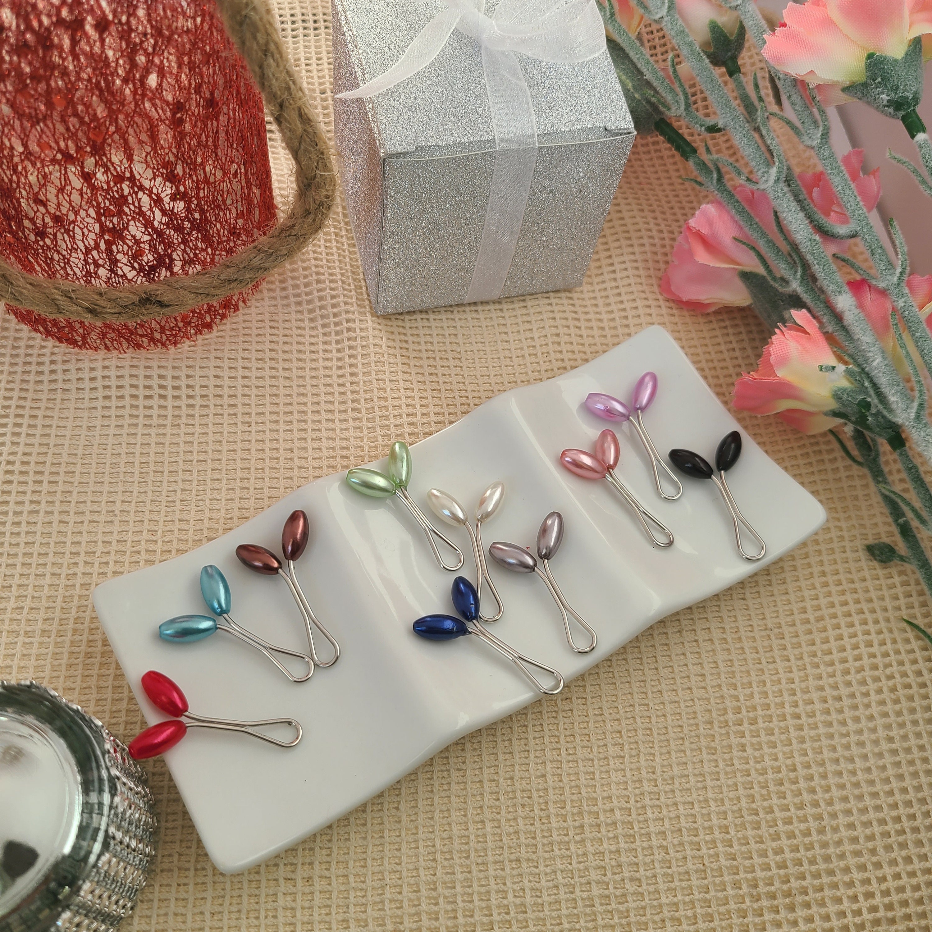 12Pcs/Box Plastic Safety Brooch Pins Hijab Pins Clips with for Rhinestone  Safety