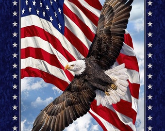 Timeless Treasures "Land of the Free" Eagle Quilt Panel