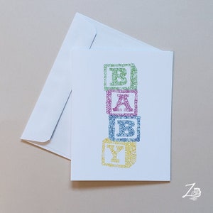Baby Blocks Card - Baby Cards, Baby Shower, Newborn Baby, Baby Birthday Cards, Baby Bday,Baby Art, Henna Art Card, Baby Blocks Art,Baby Toys