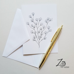 Dainty Flowers Card - Unique Cards, Floral Art Card, Minimal Art, Blank Cards, Thank You Card, Just Because Card, Any Occasion Card, Flowers