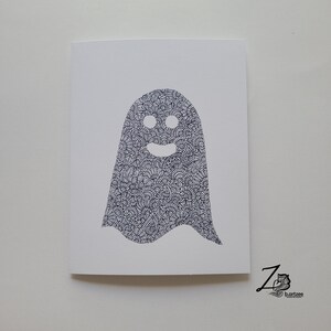 Tarjeta fantasma: arte de Halloween, arte fantasma lindo, obra de arte espeluznante, arte fantasma, fantasma negro, arte original, arte único, tarjeta en blanco, tarjetas para todas las ocasiones