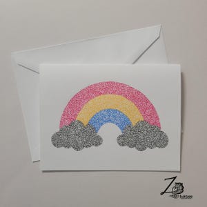 Regenbogen Wolken Karte - Disney Prinzessin Geburtstag, Geburtstagskind, magischer Regenbogen, Regenbogenkunst, Märchenkunst, leere Karte, für alle Gelegenheiten