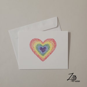 Rainbow Heart Card - heart rainbow cards, rainbow love, rainbow baby, rainbow design, pride theme, heart art, henna art card