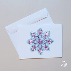 Carte mandala de printemps - Cadeaux de Pâques, Navroz, Nawruz, Nouvel An perse, Islamique, Musulman, Henné, Mehndi, Mendhi, Cartes d’art, tiré à la main, pastels