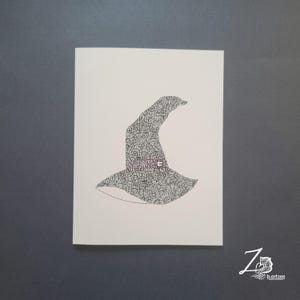 Hexenhut Karte - Halloween Kunst, Hexen Kunst, Wiccas, Blanko Karte, alle Anlässe, Spitzhut, konische Krone, Hut mit breiter Krempe, magische Hexe