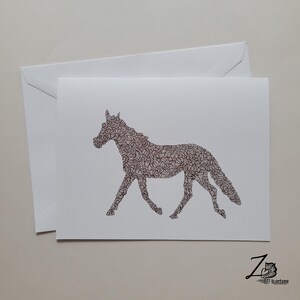 Pferdekarte - Pferdegrafik, Ponykunst, braunes Pferd, Hengstkunst, Stutenkunst, hippophil, Reiter, Hennakunst, leere Karte, Karten für alle Gelegenheiten