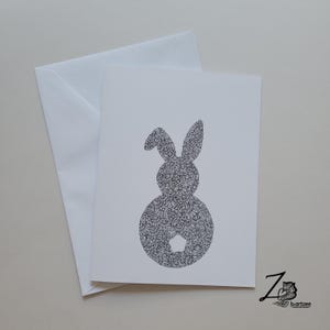 Karte mit Hasenrückseite - Hasenbild, Hasenarsch, Häschen, Hennakunst, Mehndi Muster, Blanko Karte, für jeden Anlass gemalt