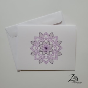 Paarse Mandala Card - kunstkaarten, mandala kunst, mandala liefde, wenskaart, alle gelegenheidskaarten, handgetekend ontwerp, unieke kunst, henna kunstkaart
