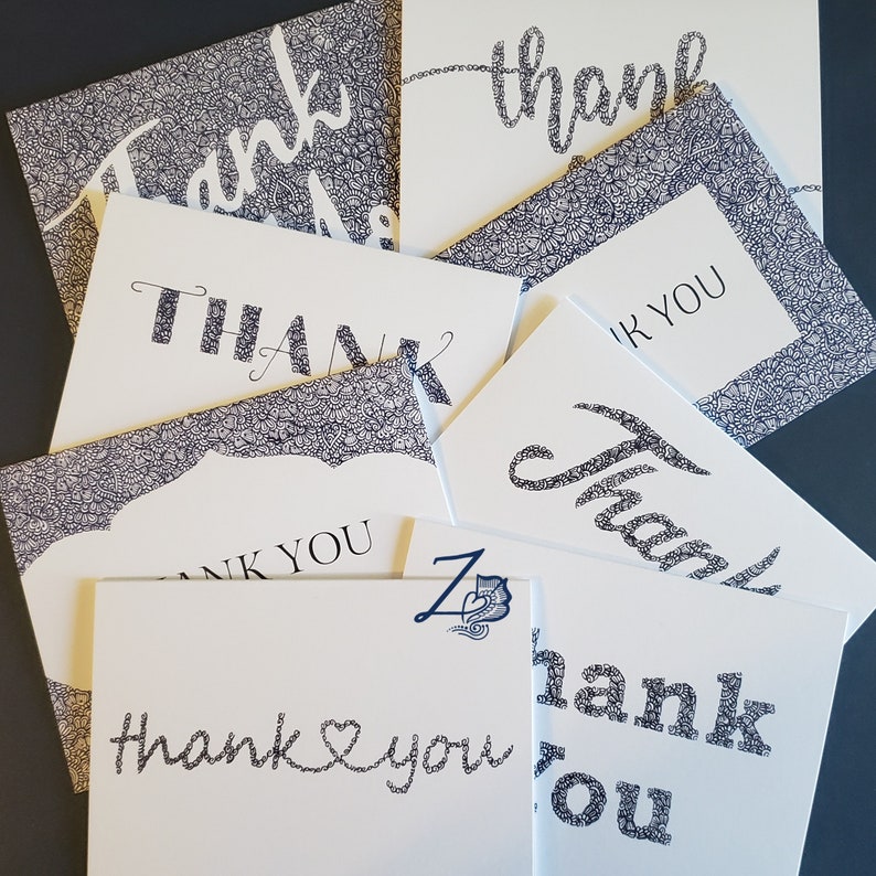 Cursive Heart Thank You Card – Thank You, Thanks, Thankful, Grateful ...