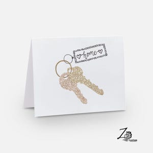 Tarjeta de llaves de casa: tarjeta para casa nueva, arte para propietarios de viviendas, tarjetas para agentes inmobiliarios, tarjetas para mudanzas, casa nueva, tarjetas en blanco, tarjetas artísticas, tarjetas para todas las ocasiones, arte con henna