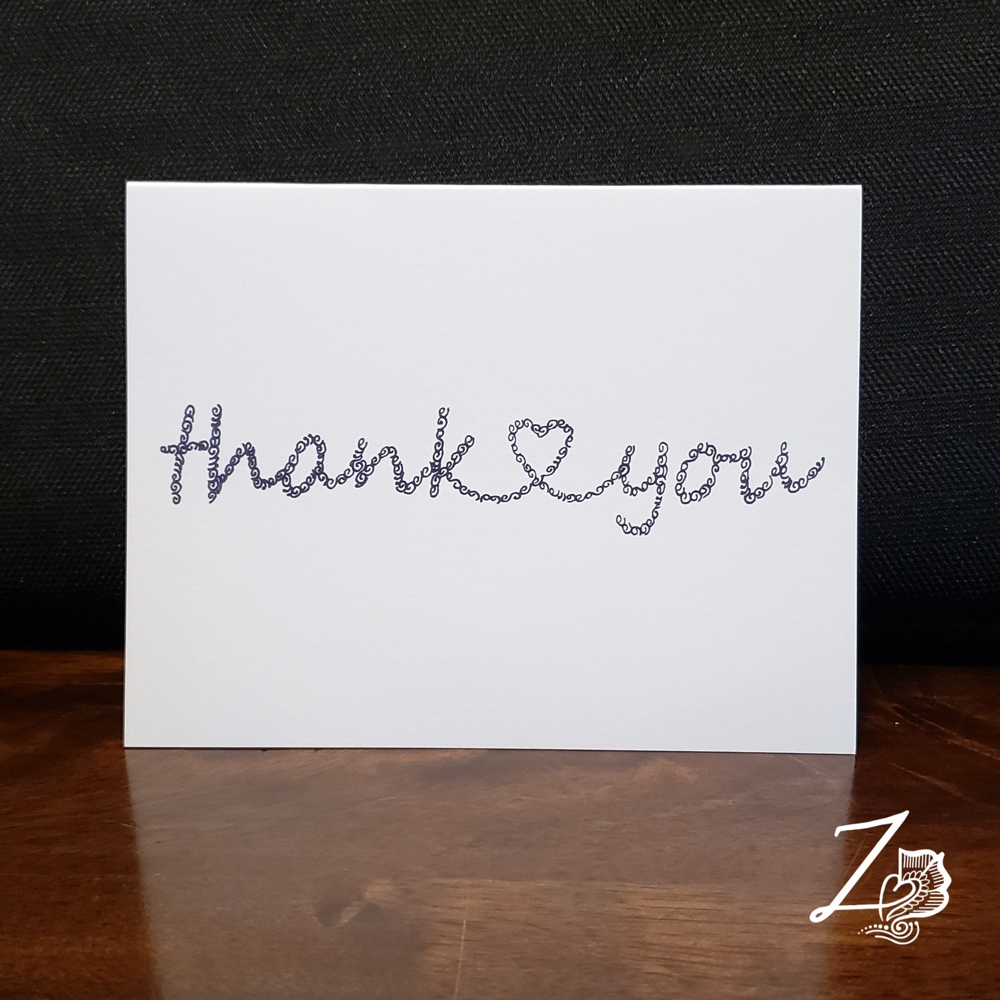 Cursive Heart Thank You Card – Thank You, Thanks, Thankful, Grateful ...