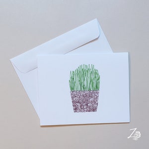 Carte de plante de Roji - cadeaux de Pâques, Navroz, Nawruz, Nouvel An persan, Aïd, islamique, musulman, henné, Mehndi, Mendhi, cartes d’art, tiré à la main, pot d’herbe