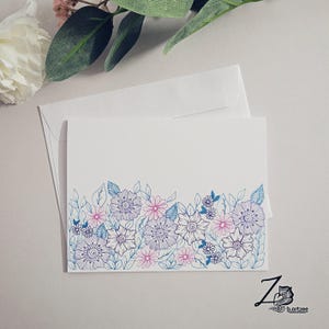 Frühlings Garten Karte - Florale Kunst Karte, Kunstblumen, Garten Kunst Karten, Blanko Karte, Karten für alle Gelegenheiten, Hochzeitskarte, Wanddeko, handgezeichnete Kunst