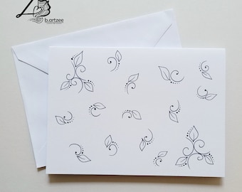Dainty Swirls Card - Unique Cards, Floral Art Card, Minimal Art, Blank Cards, Thank You Card, Just Because Cards, Any Occasion, Leafy Swirls