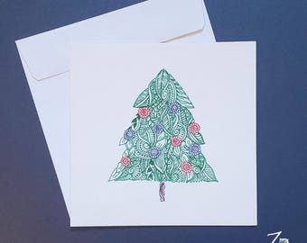 Christmas Tree Card - christmas cards, xmas cards, happy holidays, festive art, seasons greetings, christmas decor, christmas tree artwork