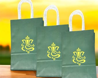 Elegant 12-Piece Ganesha Return Gift Bags - Perfect for House Warmings & pooja /Golu /Navarathri / Baby shower /Wedding Celebrations