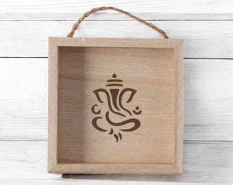Set of 6 pieces wooden ganesha shadow box wall hanging gifts for House Warming /Indian pooja/Housewarming/babyshower/Wedding/Golu in bulk