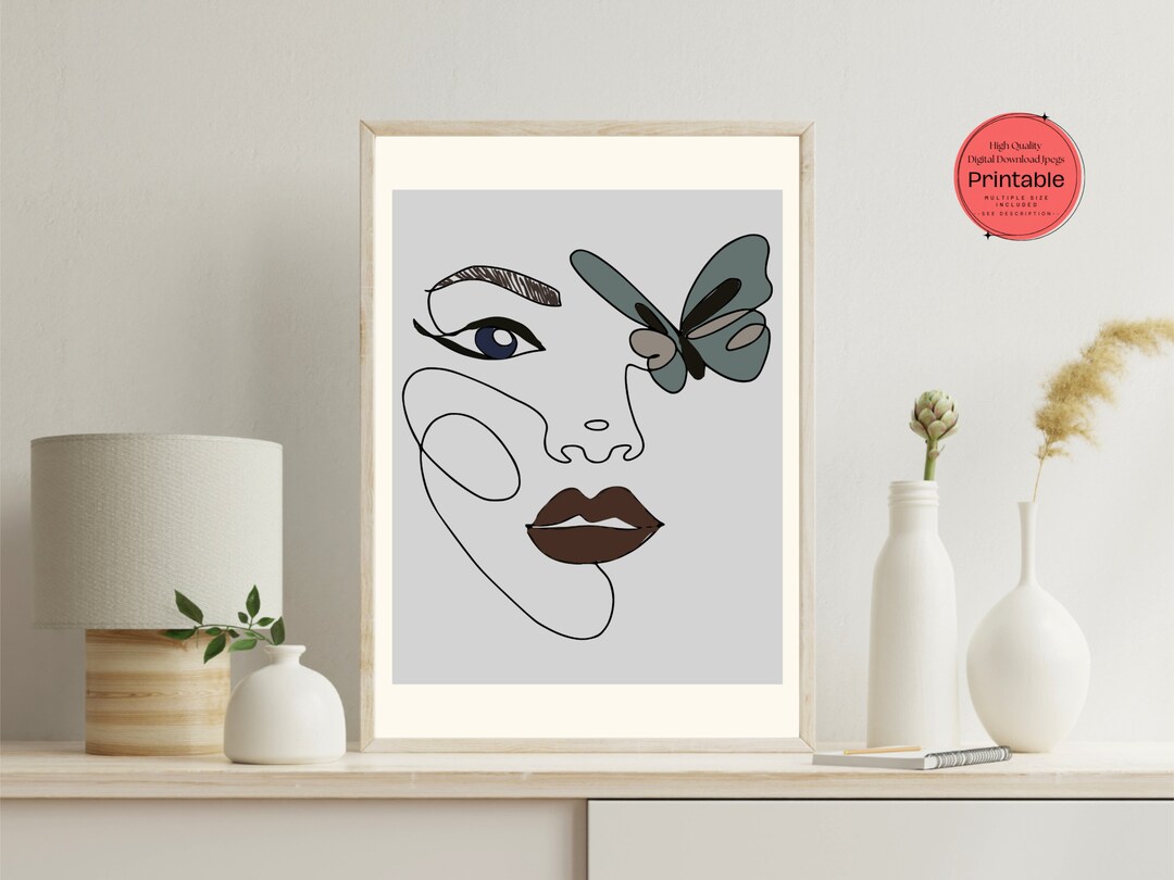 Line Art Woman Poster Abstract One Line Art Face Drawing Wall Print ...