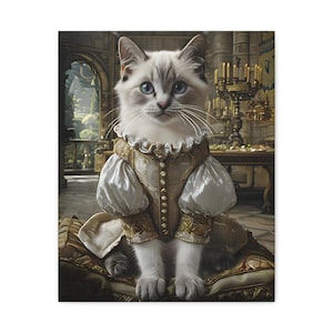 16 x 20 inch kattenkunstcanvas, vorstelijke katachtige kunstprint, grillig muurdecor, dierenvriend cadeau, kattendecor, kattenmuur canvas, cadeau dierenliefhebber,