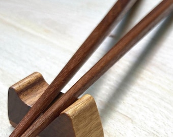 Handmade Walnut Chopsticks Set with Oak and Walnut Rest