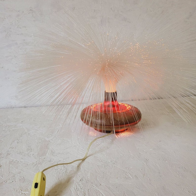 Vtg Retro Fantasia Black & Chrome Rotating Fiber Optic Lamp Etsy