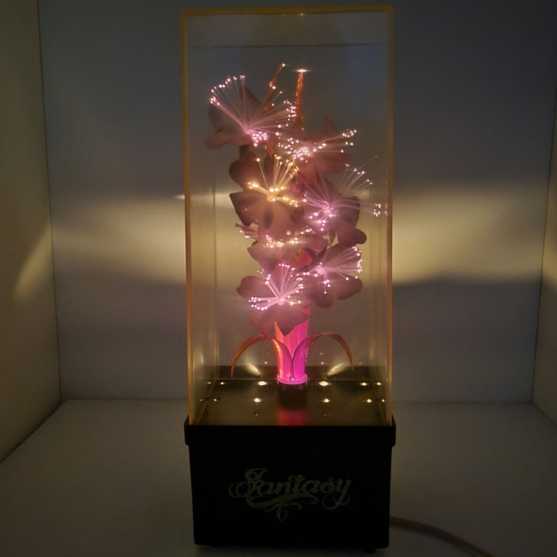 SOLD Fiber Optic, Lamp, Vintage 80's Fiber Optic Light, , Flower
