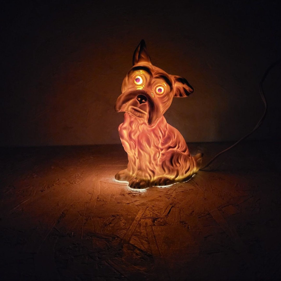 Very Rare Gdr Ceramic Night Light Dog Vintage Porcelain Lamp Etsy