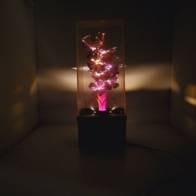 SOLD Fiber Optic, Lamp, Vintage 80's Fiber Optic Light, , Flower
