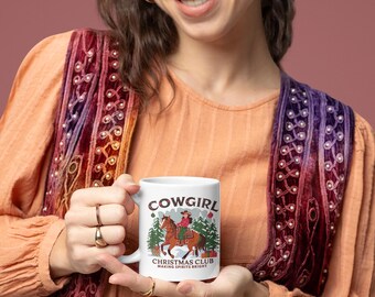 Cowgirl Christmas Club Mug, Western Holiday Ceramic Mug