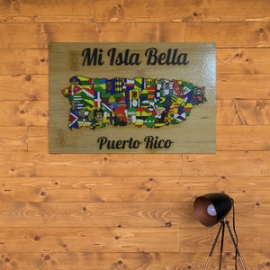 Puerto Rico Map W/ City Flags,Puerto Rico art, Wall decor, Souvenir, Boricua decor, Wood Art, Puerto Rican Souvenir, Christmas Present