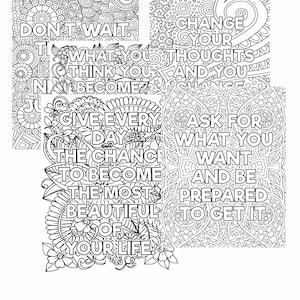 Printable 5 Day inspirational/motivating coloring pages