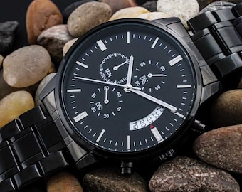 Aangepaste gegraveerde herenhorloge