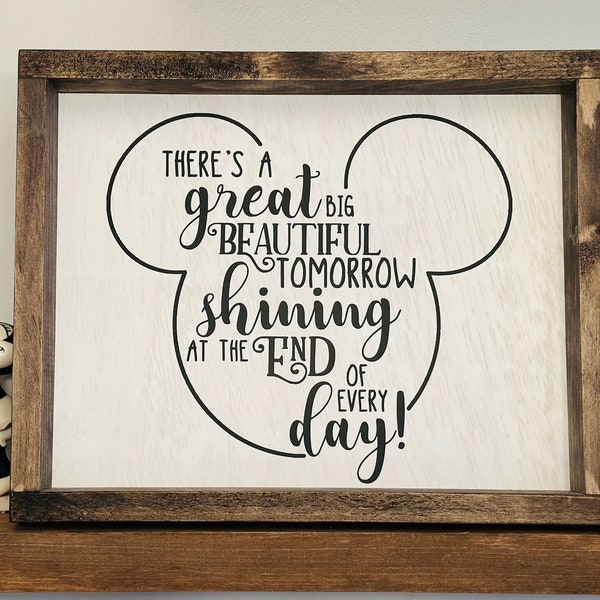 Disney "Great Big Beautiful Tomorrow" Handmade Framed Wood Sign