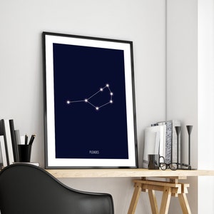 Pleiades constellation poster, seven sisters constellation, starseed, pleiadians, spiritual home decor, astronomy print, 30 x 40, 50 x 70