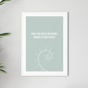 Focus poster, motiverende poster, inspirerende kunst aan de muur, succescitaat, spirituele kamerinrichting, gulden snede, meditatieposter, zenposter
