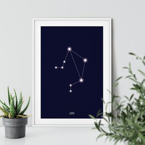 Libra poster, libra constellation print, libra birthday gift, zodiac poster, zodiac gifts libra, astrology gifts, libra zodiac art print