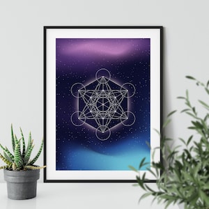 Metatron's Cube poster, Metatron's Cube wall art, sacred geometry poster, meditation poster, geometric print, yoga poster, spiritual print