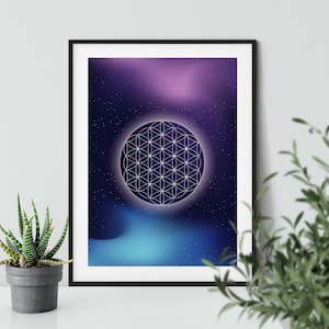Flower of Life poster, sacred geometry print, sacred geometry art, mandala poster, yoga poster, meditation poster, spiritual poster, zen