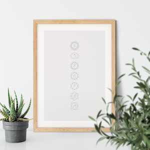 Chakra poster beige, chakra wall art, chakra print, spiritual poster, spiritual home decor, yoga wall art, yoga poster, meditation poster