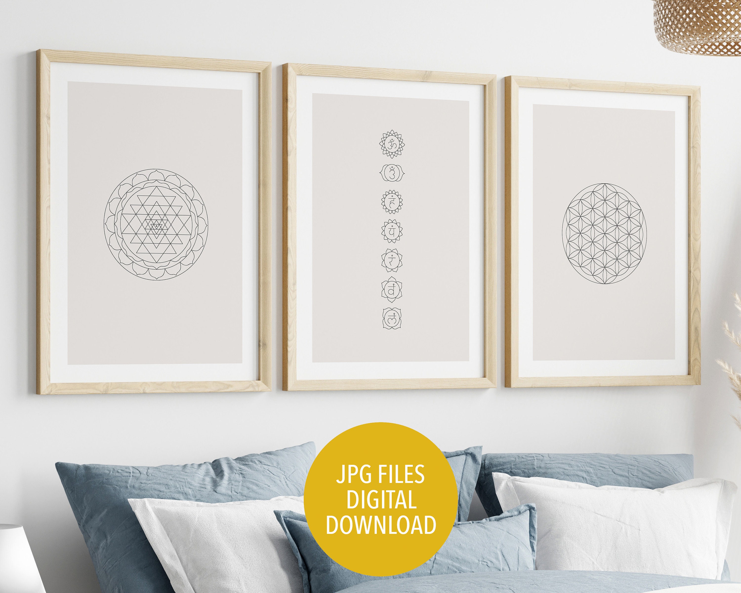 Printable Yoga Poster Set, Yoga Wall Art, Seven Chakras Poster, Flower ...