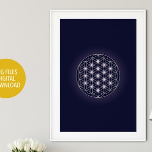 Cartel De La Flor de la Vida, Descarga Digital, Decoración De Pared De La Flor De La Vida, Póster Geometría Sagrada, Imágenes Espirituales, Póster Mandala